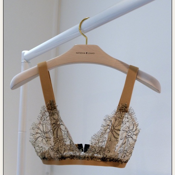 Natasha Zinko Tan and Black Lace Bralette - Picture 1 of 4
